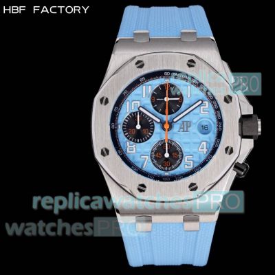HBF Swiss Copy Audemars Piguet Royal Oak Offshore Baby Blue 3126 Chronograph Watch 